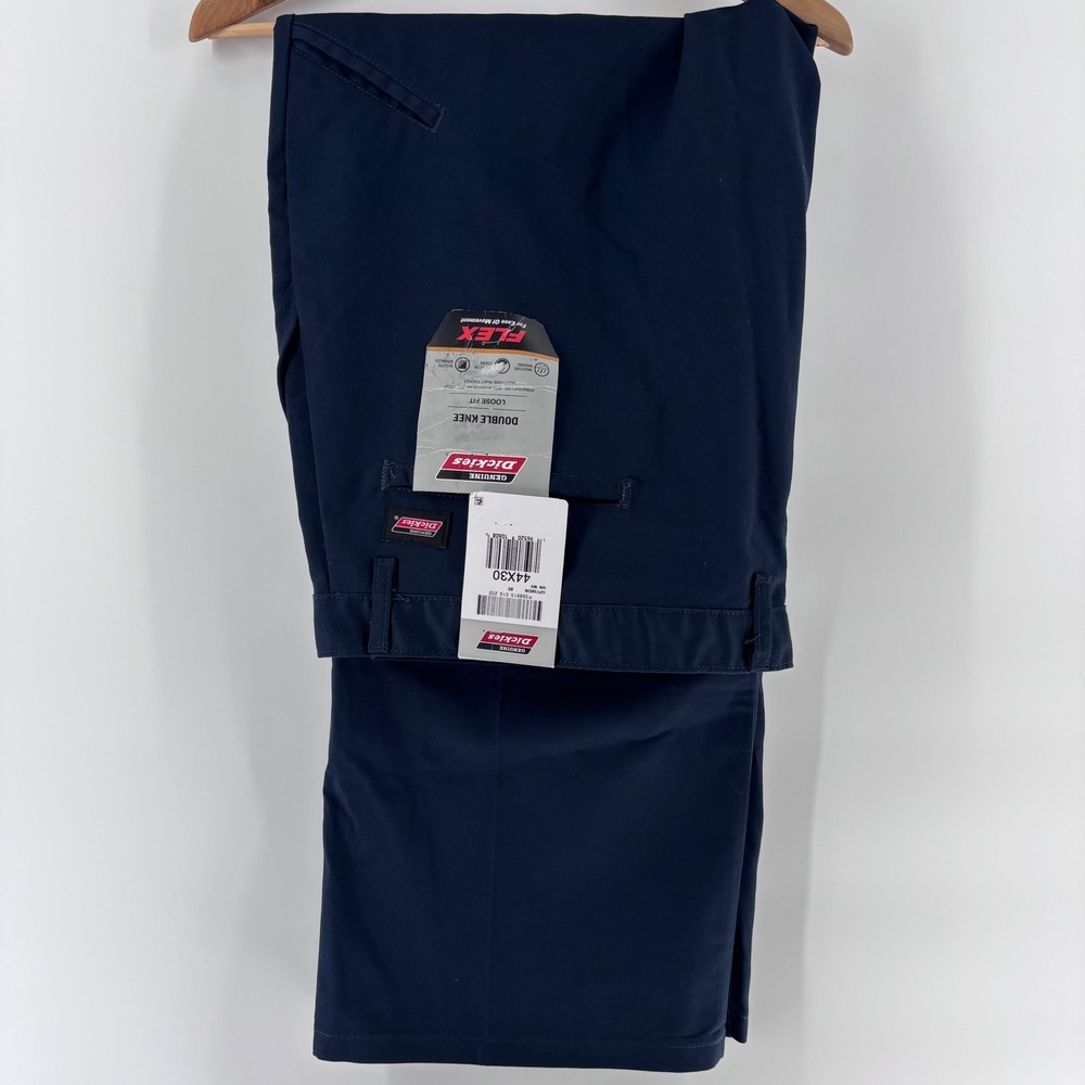 Genuine Dickies Double Knee Pants Mens 44x30 Navy Loose Fit‎ Flex NWT Workwear
